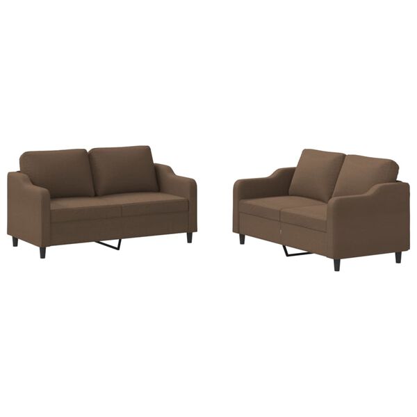 vidaXL Ensemble de canapés 2 pcs avec coussins Marron Tissu