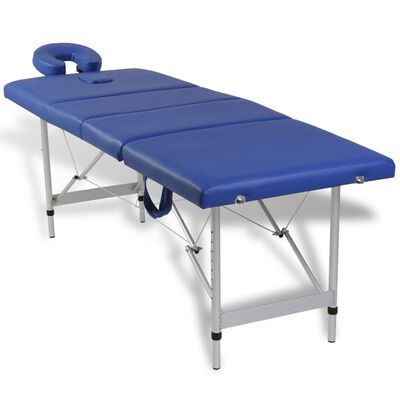 vidaXL Table pliable de massage Bleu 4 zones avec cadre en aluminium
