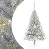vidaXL Sapin de No&euml;l artificiel pr&eacute;-&eacute;clair&eacute; Argent 120 cm PET