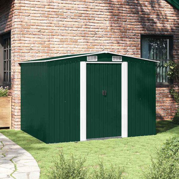 vidaXL Abri de stockage pour jardin Métal Vert 257 x 205 x 178 cm