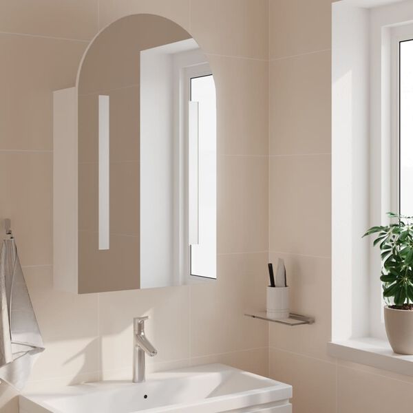 vidaXL Armoire de bain à miroir avec LED arquée blanc 42x13x70 cm
