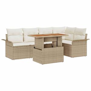 vidaXL Ensemble de canap&eacute; de jardin 6 pcs Beige Poly rotin