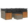 vidaXL Salon de jardin avec coussins 7 pcs gris r&eacute;sine tress&eacute;e