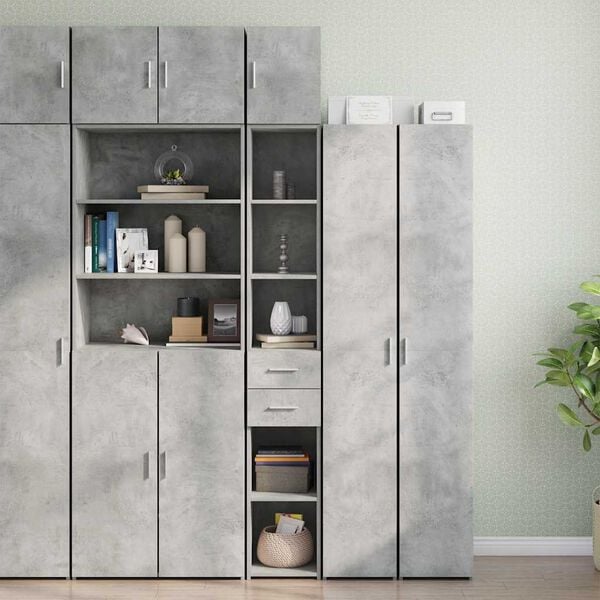 vidaXL Armoire de rangement mince gris béton 30x42,5x225 cm