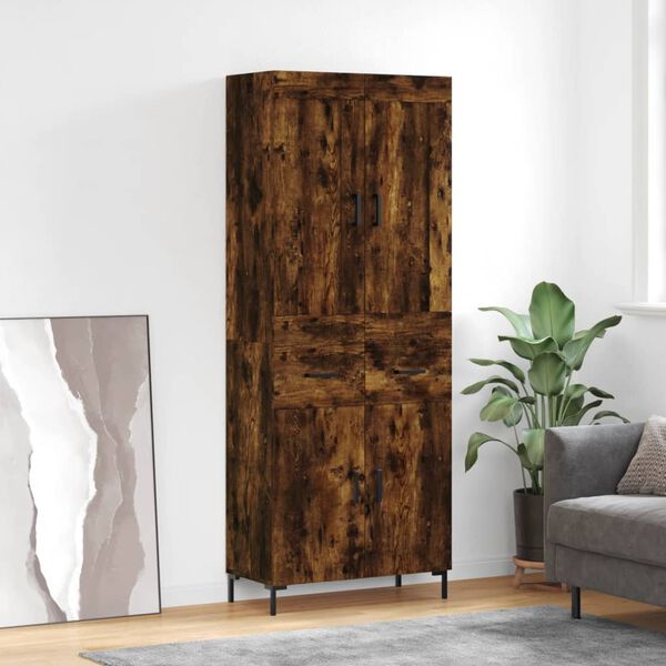 vidaXL Buffet haut Ch&ecirc;ne fum&eacute; 69,5x34x180 cm Bois d'ing&eacute;nierie