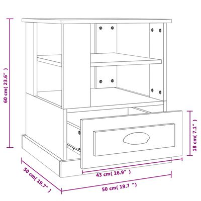 vidaXL Table d'appoint sonoma gris 50x50x60 cm bois d'ingénierie