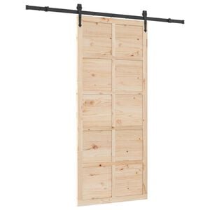 vidaXL Porte coulissante Naturel 100 x 208 cm Bois de pin massif