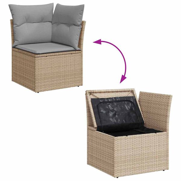vidaXL Ensemble de canap&eacute; de jardin 9 pcs Beige Poly Rattan