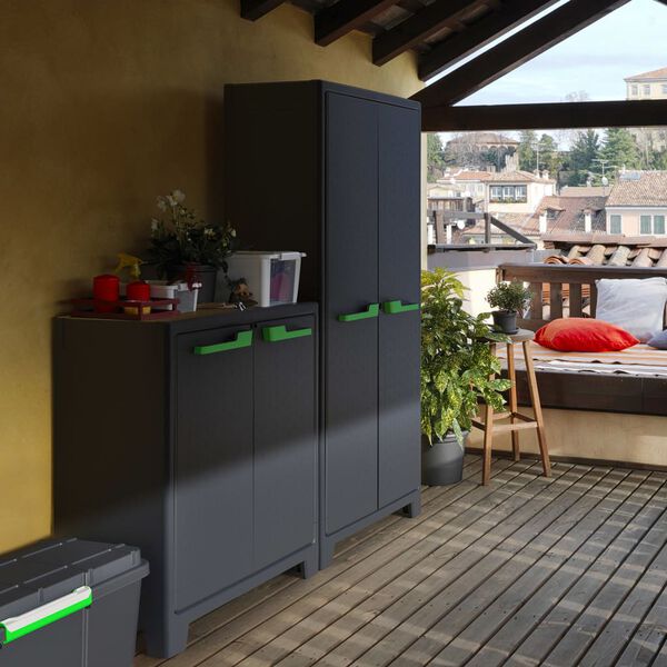 Keter Armoire de rangement avec étagères Moby Gris graphite 182 cm