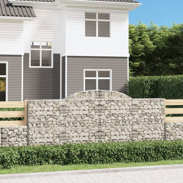 vidaXL Paniers &agrave; gabions arqu&eacute;s 3 pcs 300x30x120/140 cm fer galvanis&eacute;
