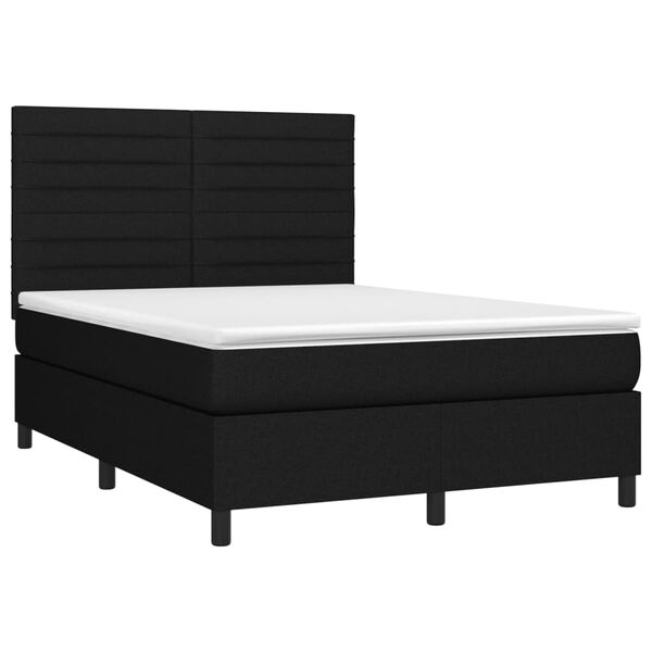 vidaXL Sommier &agrave; lattes de lit avec matelas Noir 140x200 cm Tissu