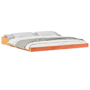 vidaXL Cadre de lit Brun cire 200 x 200 cm Pin massif