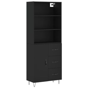 vidaXL Buffet haut Noir 69,5x34x180 cm Bois d'ing&eacute;nierie