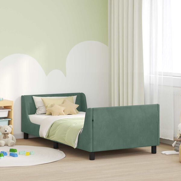 vidaXL Cadre de lit pour enfants avec t&ecirc;te de lit Vert Mer 90 x 200 cm