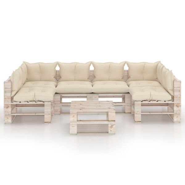 vidaXL Salon de jardin palette 7 pcs avec coussins bois de pin