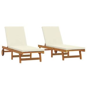 vidaXL Transat 2 pcs Marron 65 x 199 x 84 cm Bois d'Acacia Massif