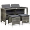 vidaXL Ensemble &agrave; manger d'ext&eacute;rieur 5pcs coussins r&eacute;sine tress&eacute;e gris