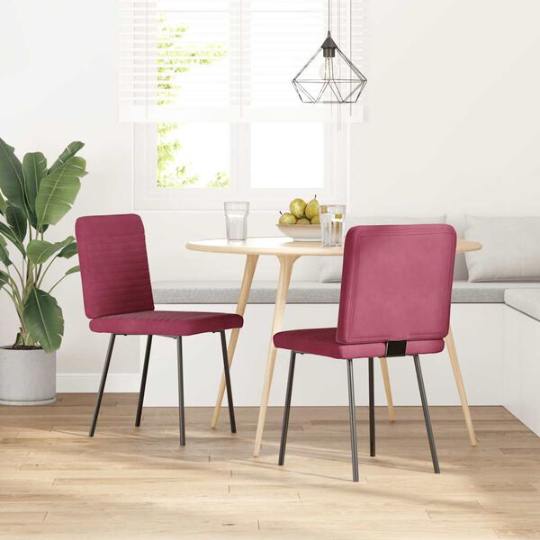 vidaXL Chaises &agrave; manger lot de 2 Rouge bordeaux Velours