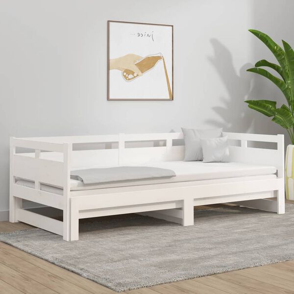 vidaXL Lit coulissant sans matelas blanc 2x(90x200) cm