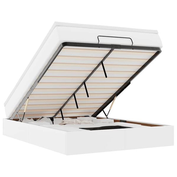 VidaXL Cadre de lit ottoman avec matelas blanc 140x200 cm similicuir