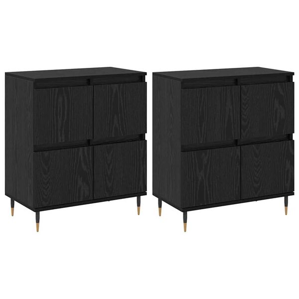 vidaXL Armoire de rangement 2 pcs Ch&ecirc;ne noir 60 x 35 x 70 cm