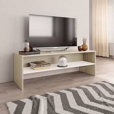 vidaXL Meuble TV Blanc et chêne sonoma 120 x 40 x 40 cm Aggloméré