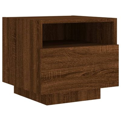 vidaXL Table de chevet avec lumières LED chêne marron 40x39x37 cm