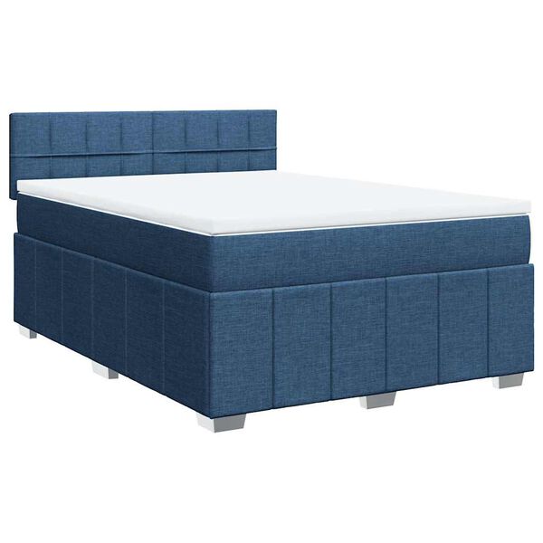 vidaXL Sommier &agrave; lattes de lit avec matelas Bleu 140x200 cm Tissu