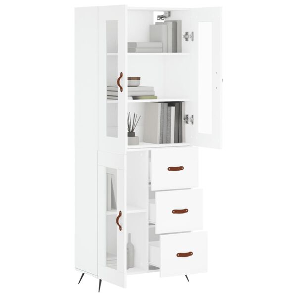vidaXL Buffet haut Blanc 69,5x34x180 cm Bois d'ing&eacute;nierie