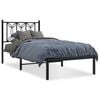 vidaXL Cadre de lit m&eacute;tal sans matelas avec t&ecirc;te de lit noir 90x200 cm