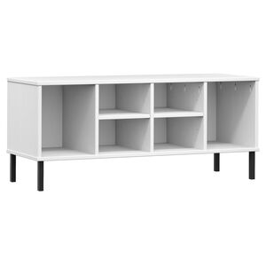 vidaXL &Eacute;tag&egrave;re &agrave; chaussures pieds en m&eacute;tal Blanc 106x35x45cm Bois OSLO