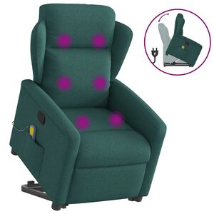 vidaXL Fauteuil inclinable de massage Vert fonc&eacute; Tissu