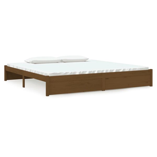 vidaXL Cadre de lit sans matelas marron miel bois massif 200x200 cm