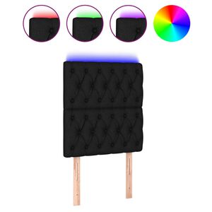 vidaXL T&ecirc;te de lit &agrave; LED Noir 80x7x118/128 cm Tissu