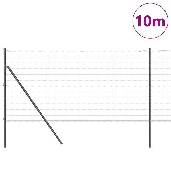 vidaXL Cl&ocirc;ture avec poteau Gris 1,2 x 10 m Acier