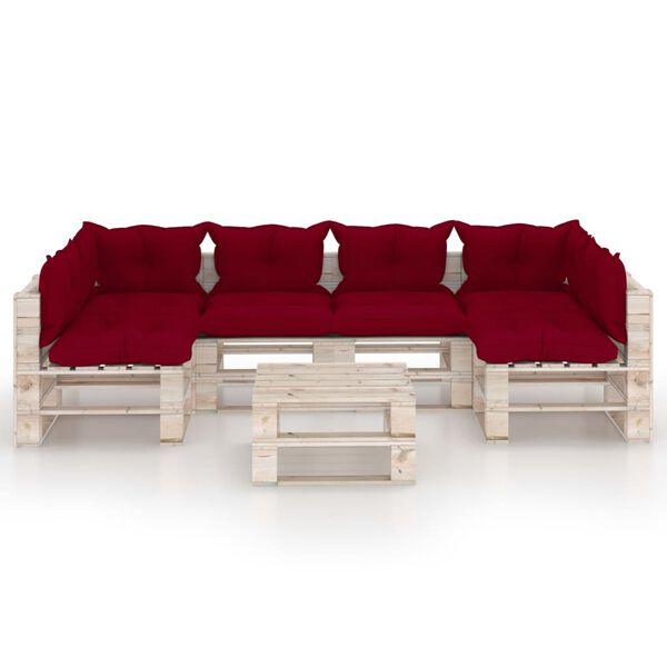 vidaXL Salon de jardin palette 7 pcs avec coussins bois de pin