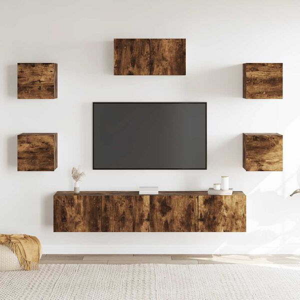 vidaXL Ensemble de meubles TV 7 pcs Ch&ecirc;ne fum&eacute; Bois d'ing&eacute;nierie