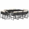vidaXL Ensemble &agrave; manger de jardin 11 pcs coussins noir r&eacute;sine tress&eacute;e