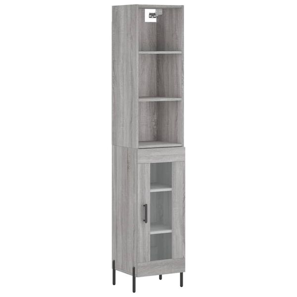 vidaXL Buffet haut Sonoma gris 34,5x34x180 cm Bois d'ing&eacute;nierie