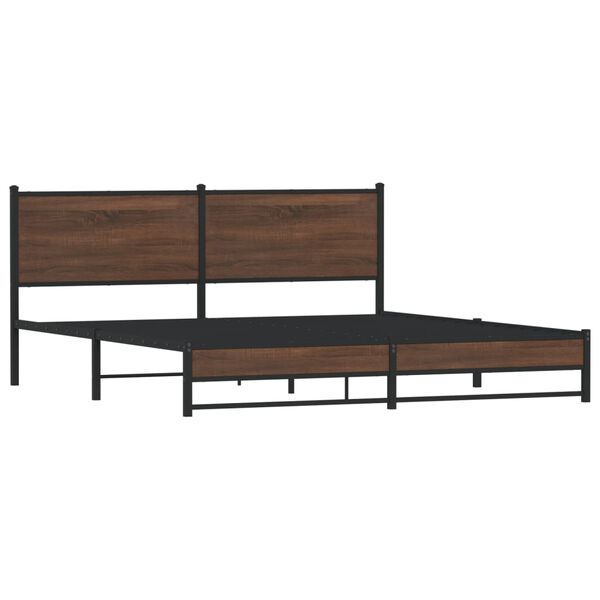 vidaXL Cadre de lit en m&eacute;tal sans matelas ch&ecirc;ne marron 183x213 cm