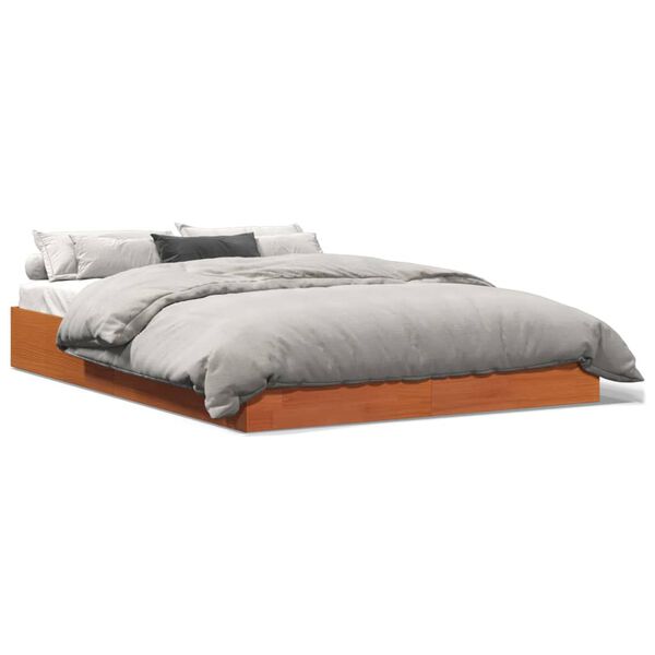 vidaXL Cadre de lit sans matelas cire marron 160x200cm bois pin massif