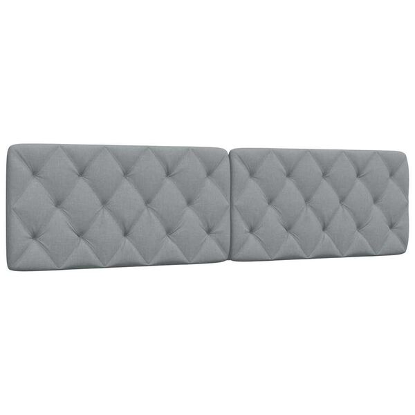 vidaXL Coussin de t&ecirc;te de lit gris clair 200 cm tissu
