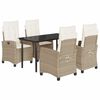 vidaXL Ensemble &agrave; manger de jardin avec coussins 5pcs Beige poly rotin