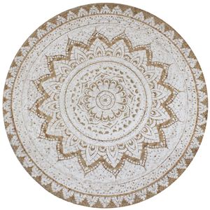 vidaXL Tapis Jute tress&eacute; imprim&eacute; 90 cm rond