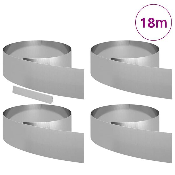 vidaXL Bordure de Pelouse 4 pcs Argent 450 x 0,05 x 15 cm