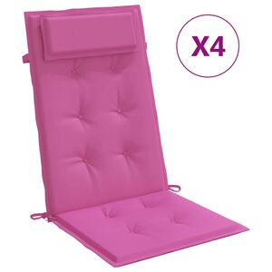 vidaXL Coussins de chaise &agrave; dossier haut lot de 4 rose tissu oxford
