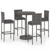 vidaXL Ensemble de bar de jardin 5 pcs et coussins R&eacute;sine tress&eacute;e Gris
