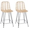 vidaXL Chaise de bar 2 pc Naturel 44,5 x 54,5 x 97,5 cm Rotin et m&eacute;tal