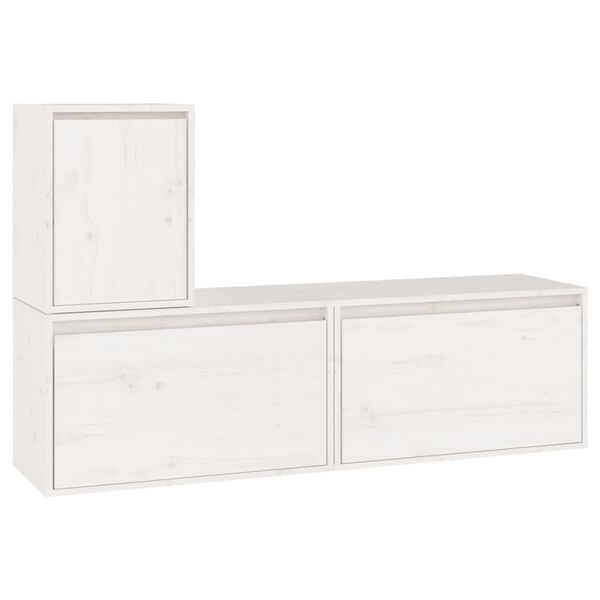 vidaXL Meubles TV 3 pcs Blanc Bois massif de pin