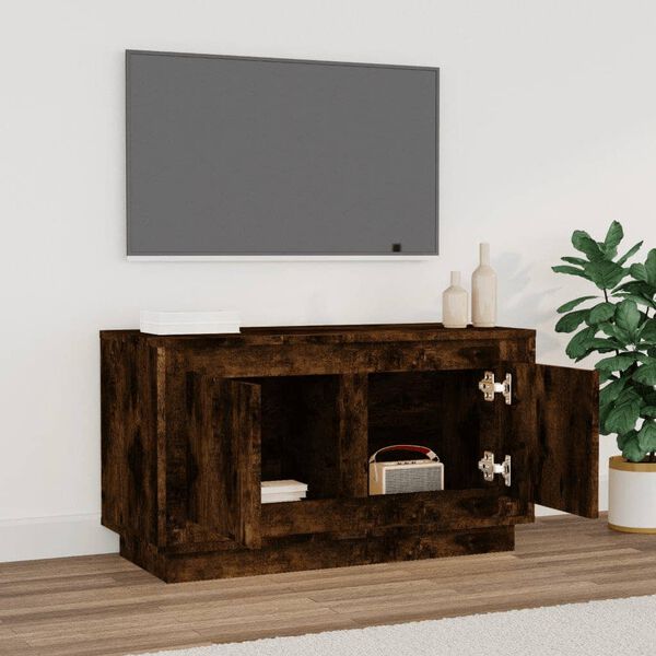 vidaXL Meuble TV ch&ecirc;ne fum&eacute; 80x35x45 cm bois d'ing&eacute;nierie